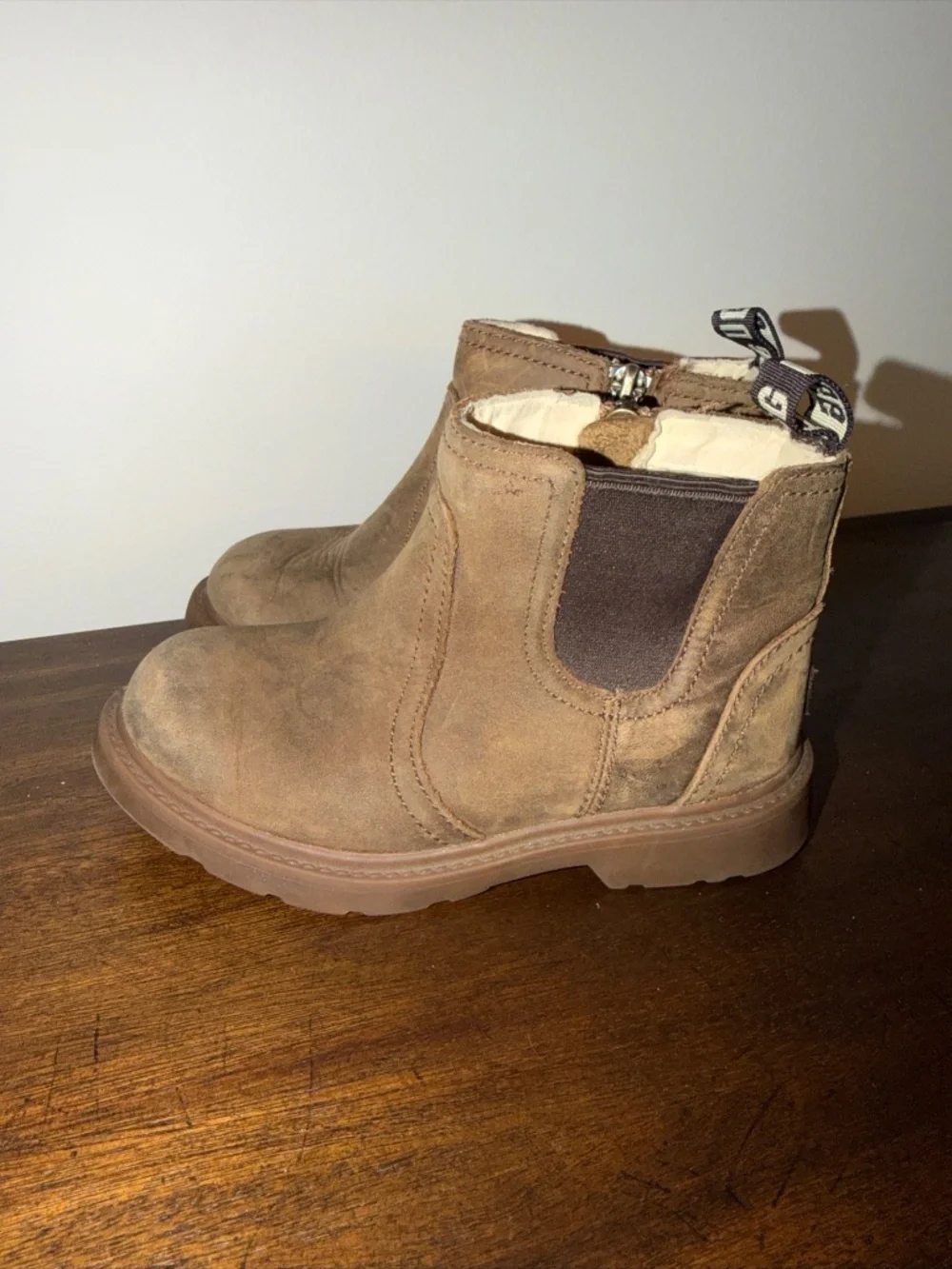 Little Kids Ugg Bolden Leather Weather Boots Brown Size 10 Zipper